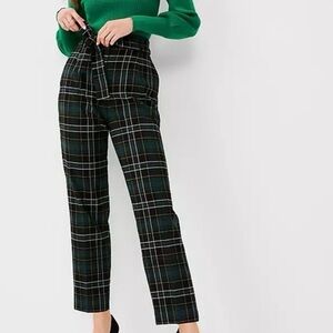 Ann Taylor Green and Black High-Waisted Ankle Pants